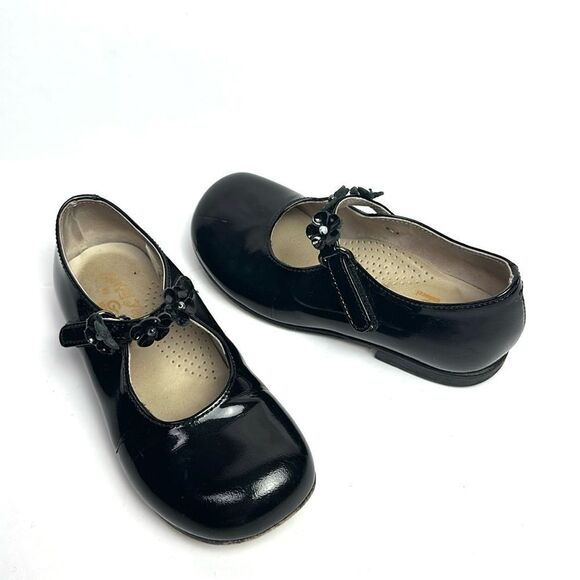 Spring Flowers By Gallucci Italy Black Mary Jane Patent Leather Shoes sz 25 US 8 - Picture 1 of 12